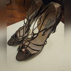 Jimmy Choo bronze metallic strappy pumps